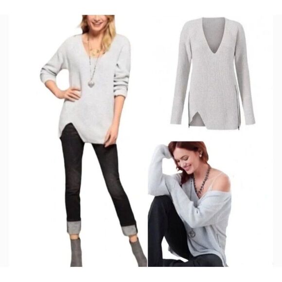 Cabi Gray Chunky Side Zipper Sweater Size S - Picture 5 of 11